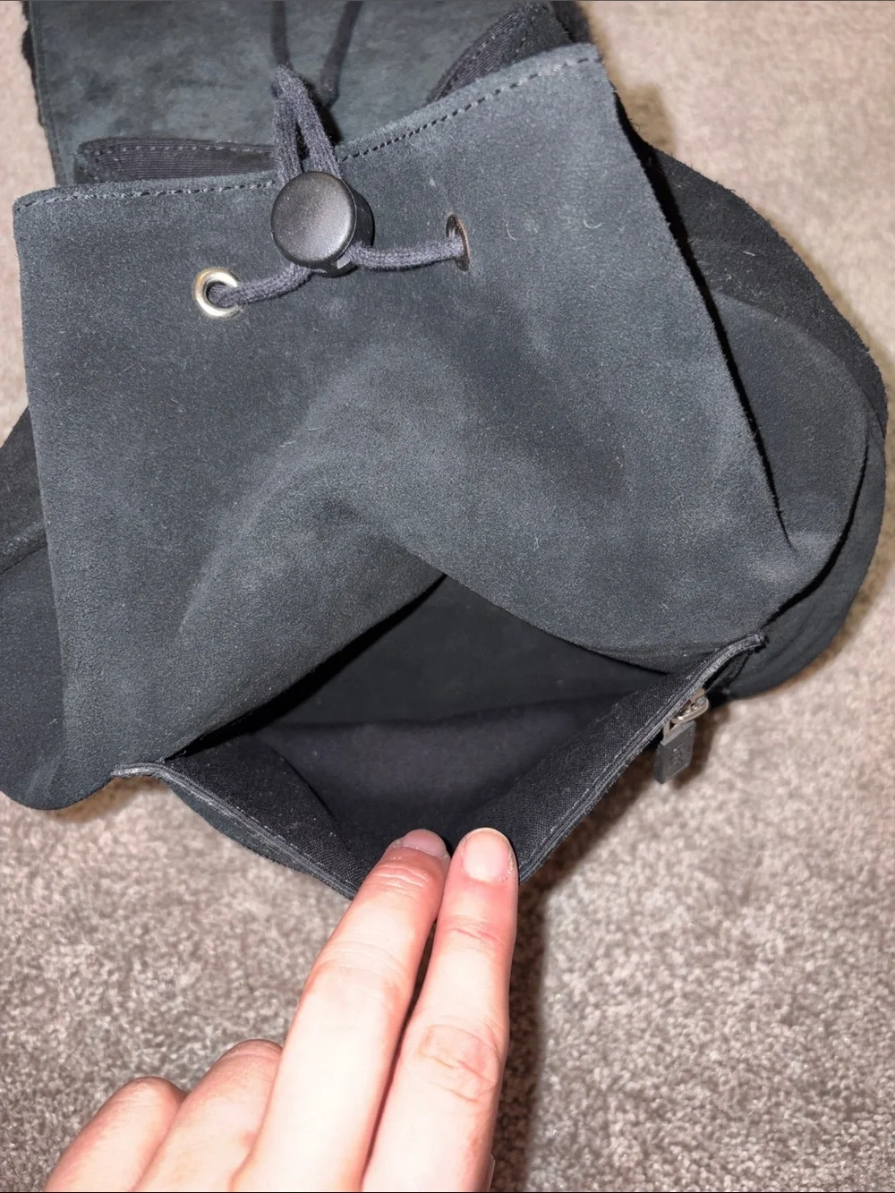 UGG Black Shearling Flap Suede Backpack